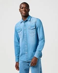 Wrangler Langarmhemd WESTERN SHIRT Hellblau/Blau
