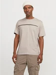 Jack & Jones T-Shirt JCOFUSION FULL BRANDING TEE SS CREW NOOS Beige/Khaki/Braun