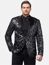 Sakko Smokingjacke mit Pailletten Sakko Gold Blazer fr Party