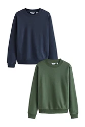 Next Sweatshirt Rundhals-Sweatshirts im 2er-Pack Dunkelgrün/Blau/Türkis/Dunkelblau
