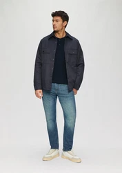 s.Oliver Langarmshirt Henley-Shirt mit Flammgarnstruktur Dunkelblau