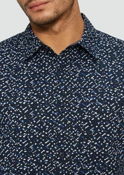 s.Oliver Langarmhemd Slim Fit Dunkelblau/Hellblau/Blau