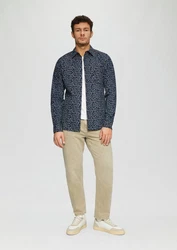 s.Oliver Langarmhemd Slim Fit Dunkelblau/Hellblau/Blau