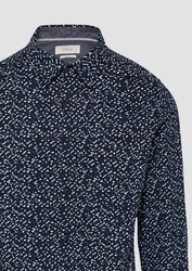 s.Oliver Langarmhemd Slim Fit Dunkelblau/Hellblau/Blau