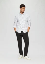 s.Oliver Langarmhemd Slim Fit Weiß/Braun/Rot