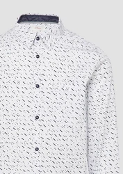s.Oliver Langarmhemd Slim Fit Weiß/Braun/Rot