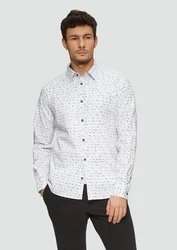 s.Oliver Langarmhemd Slim Fit Weiß/Braun/Rot