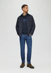 s.Oliver Sweatshirt mit Frontprint und Snood-Kragen Dunkelblau/Hellblau