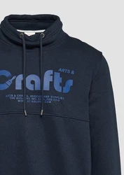 s.Oliver Sweatshirt mit Frontprint und Snood-Kragen Dunkelblau/Hellblau