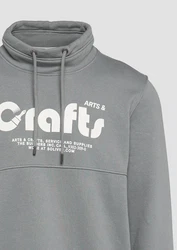 s.Oliver Sweatshirt mit Frontprint und Snood-Kragen Grau/Dunkelgrau/Hellgrau