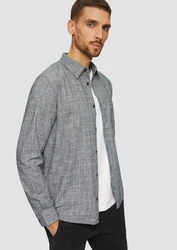 s.Oliver Langarmhemd Regular Fit Grau/Hellgrau/Dunkelblau/Grün