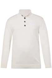 Men Plus Rundhalspullover Troyer Zippkragen Knopfleiste Stick Khaki/Beige/Grau/Weiß/Creme/Braun