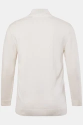 Men Plus Rundhalspullover Troyer Zippkragen Knopfleiste Stick Khaki/Beige/Grau/Weiß/Creme/Braun