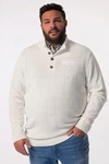 Men Plus Rundhalspullover Troyer Zippkragen Knopfleiste Stick Khaki/Beige/Grau/Weiß/Creme/Braun