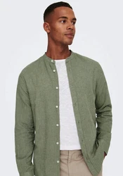 ONLY & SONS Langarmhemd ONSCAIDEN LS SOLID LINEN MAO SHIRT NOOS Dunkelgrün/Grün/Khaki/Türkis