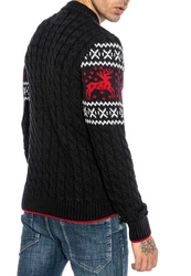RedBridge Strickpullover Stilvoll und warm Hochwertiges Verarbeitung Schwarz/Rot
