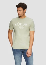 s.Oliver Poloshirt T-Shirt mit Logo-Print Artwork Hellgrün/Silber/Grün