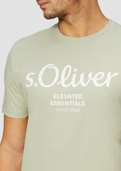 s.Oliver Poloshirt T-Shirt mit Logo-Print Artwork Hellgrün/Silber/Grün