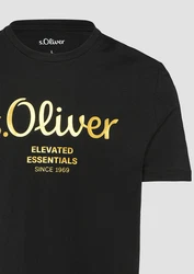 s.Oliver Poloshirt T-Shirt mit Logo-Print Artwork Braun/Dunkelrot
