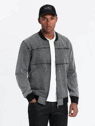 OMBRE Bomberjacke Denim Bomberjacke für Herren Hellgrau/Grau/Schwarz/Dunkelgrau