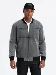 OMBRE Bomberjacke Denim Bomberjacke für Herren Hellgrau/Grau/Schwarz/Dunkelgrau