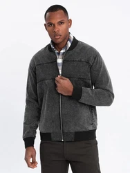OMBRE Bomberjacke Denim Bomberjacke für Herren Dunkelgrau/Schwarz/Grau/Hellgrau