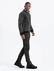 OMBRE Bomberjacke Denim Bomberjacke für Herren Dunkelgrau/Schwarz/Grau/Hellgrau