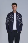 Lufian Strickjacke Writer Dunkelblau/Hellblau