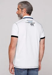 CAMP DAVID Poloshirt mit Logo-Applikationen Grau/Weiß/Creme/Braun
