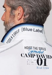 CAMP DAVID Poloshirt mit Logo-Applikationen Grau/Weiß/Creme/Braun
