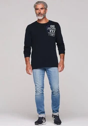 CAMP DAVID Langarmshirt Dunkelblau/Grau