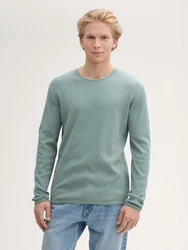 TOM TAILOR Strickpullover Longsleeve Rundhalspullover Grün/Hellgrün/Hellblau/Türkis