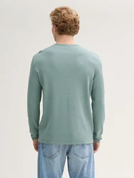 TOM TAILOR Strickpullover Longsleeve Rundhalspullover Grün/Hellgrün/Hellblau/Türkis