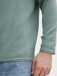 TOM TAILOR Strickpullover Longsleeve Rundhalspullover Grün/Hellgrün/Hellblau/Türkis