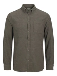 JACK & JONES Hemd 'JJEClassic' Dunkelgrün/Khaki/Grau
