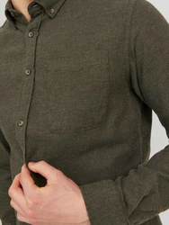 JACK & JONES Hemd 'JJEClassic' Dunkelgrün/Khaki/Grau