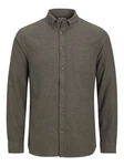 JACK & JONES Hemd 'JJEClassic' Dunkelgrün/Khaki/Grau