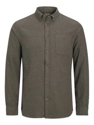 JACK & JONES Hemd 'JJEClassic' Dunkelgrün/Khaki/Grau