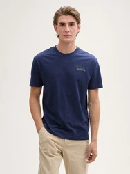 TOM TAILOR Denim T-Shirt Relaxed Fit mit Print Dunkelblau/Hellblau/Blau