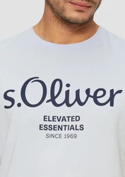 s.Oliver Poloshirt T-Shirt mit Logo-Print Artwork Hellblau/Silber/Blau