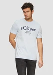 s.Oliver Poloshirt T-Shirt mit Logo-Print Artwork Hellblau/Silber/Blau