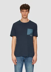 s.Oliver Kurzarmshirt Baumwoll-T-Shirt Dunkelblau/Blau/Türkis/Hellblau