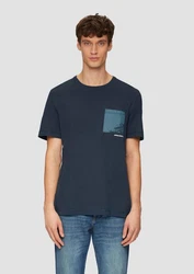 s.Oliver Kurzarmshirt Baumwoll-T-Shirt Dunkelblau/Blau/Türkis/Hellblau