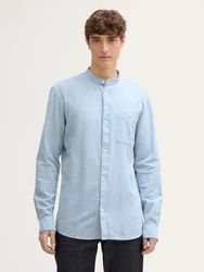 TOM TAILOR Denim Langarmhemd Fitted Hemd Hellblau/Blau/Grau
