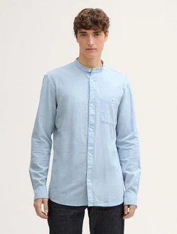 TOM TAILOR Denim Langarmhemd Fitted Hemd Hellblau/Blau/Grau