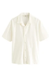Next Poloshirt Strukturiertes Hemd Weiß/Creme