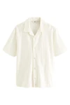 Next Poloshirt Strukturiertes Hemd Weiß/Creme