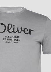 s.Oliver T-Shirt mit Logo-Print Silber/Grau