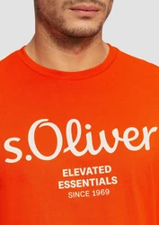 s.Oliver Poloshirt T-Shirt mit Logo-Print Artwork Orange