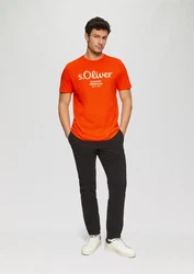 s.Oliver Poloshirt T-Shirt mit Logo-Print Artwork Orange